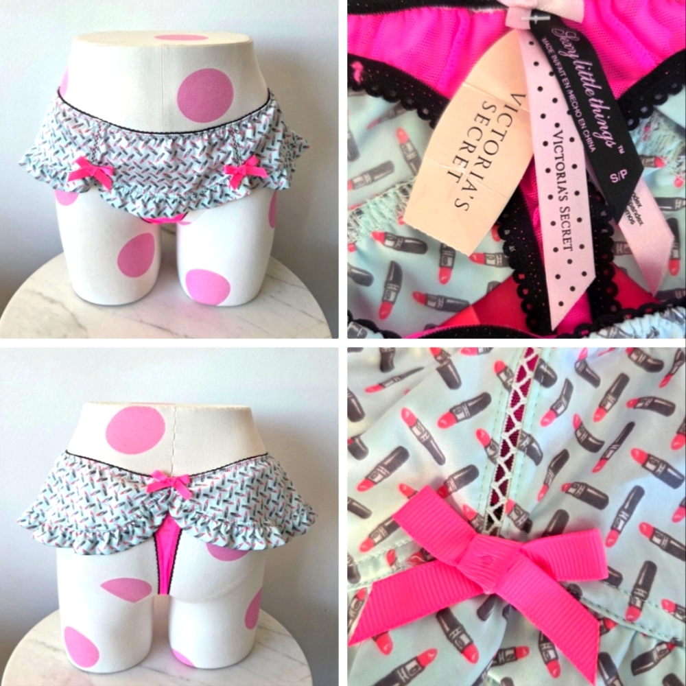Victoria's Secret Vintage Sexy Little Things Lipstick Thong Panty Skirt NWT Bows